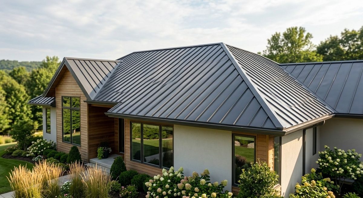 Standing seam metal roof on a home near Lake Norman