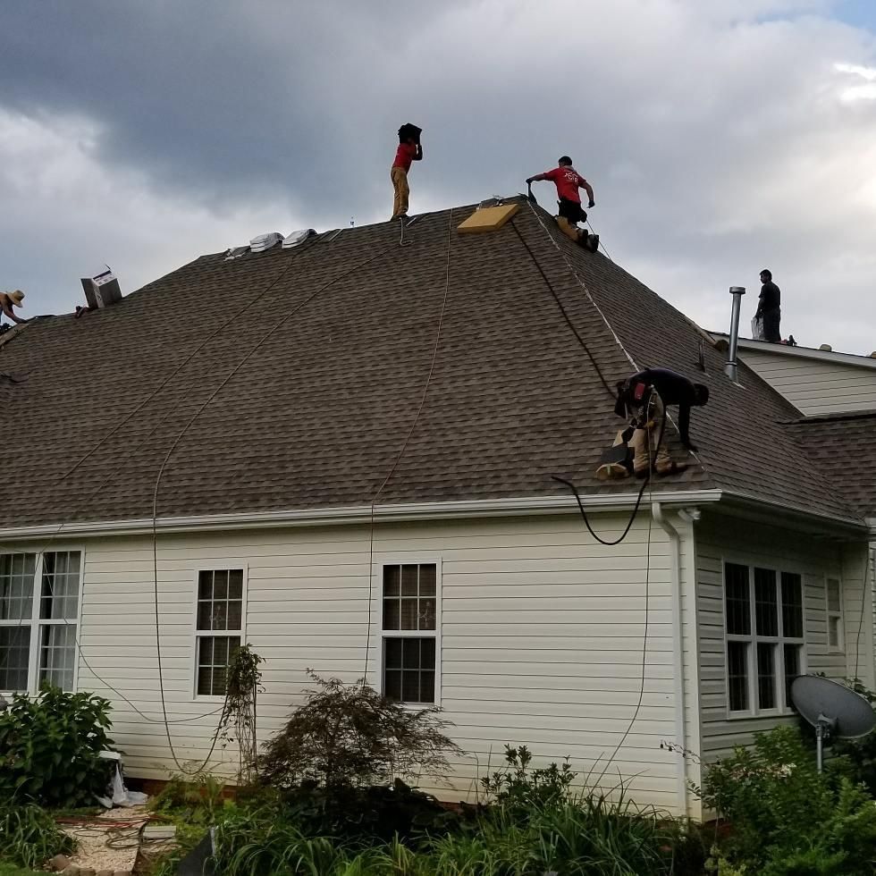Close-up of new architectural shingles after install