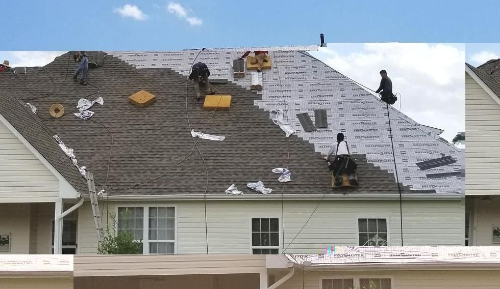 Roof repair and replacement work in progress