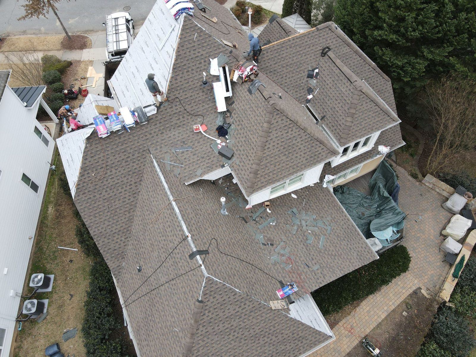 Denver NC neighborhood roofs from the air